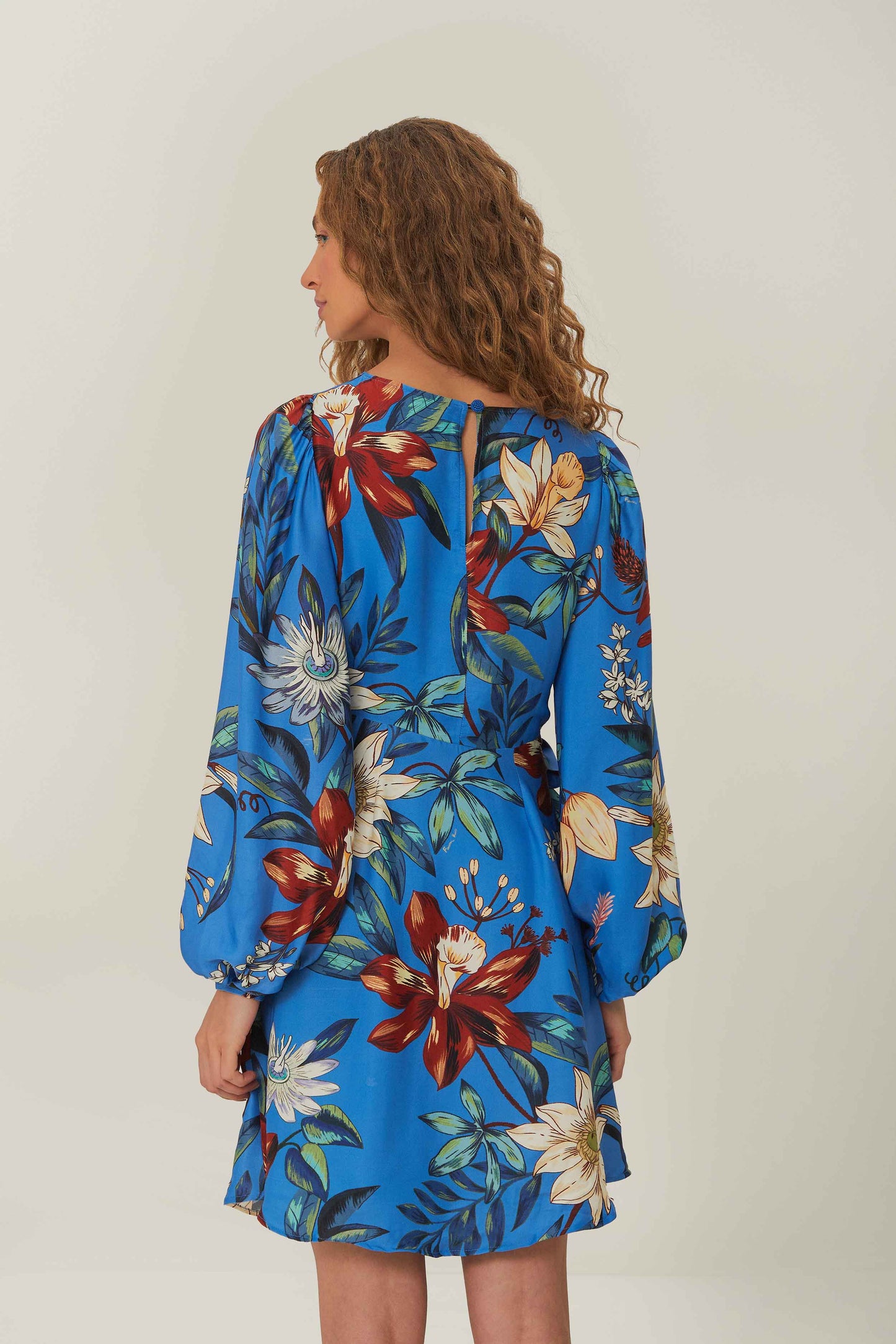 FARM Rio Sale Dresses Blue Surreal Flowers Wrap Mini Dress