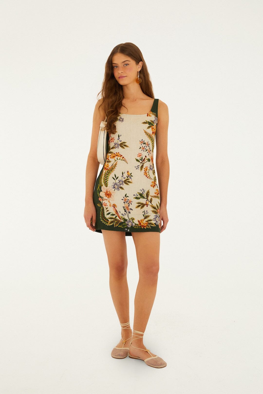FARM Rio Shop Sand Nature Square Neck Mini Dress