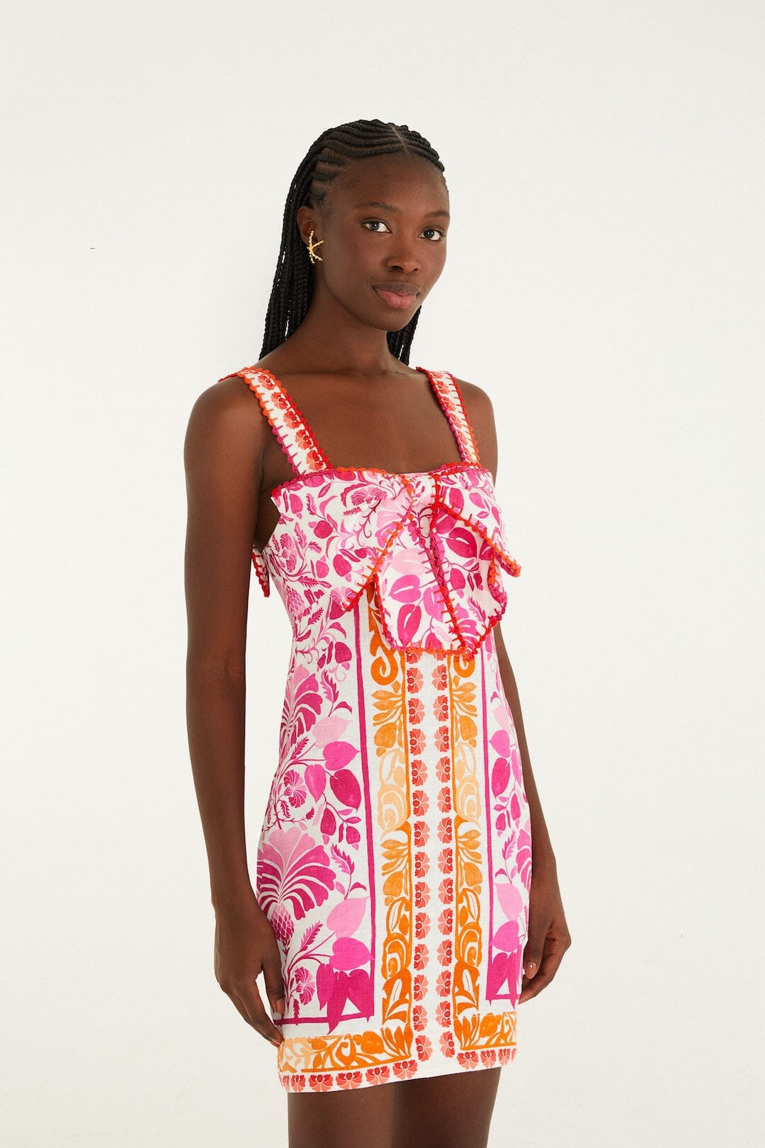 FARM Rio Shop Off-White Santorini Crochet Euroflax Premium Linen Mini Dress