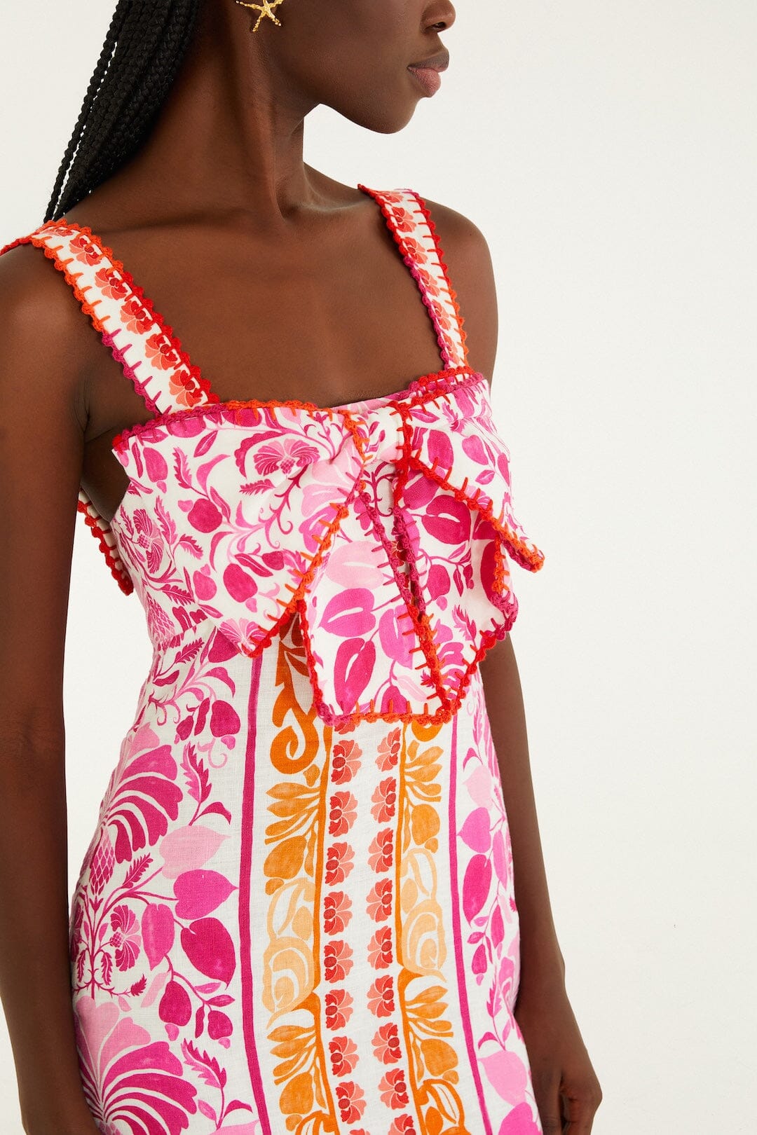 FARM Rio Shop Off-White Santorini Crochet Euroflax Premium Linen Mini Dress