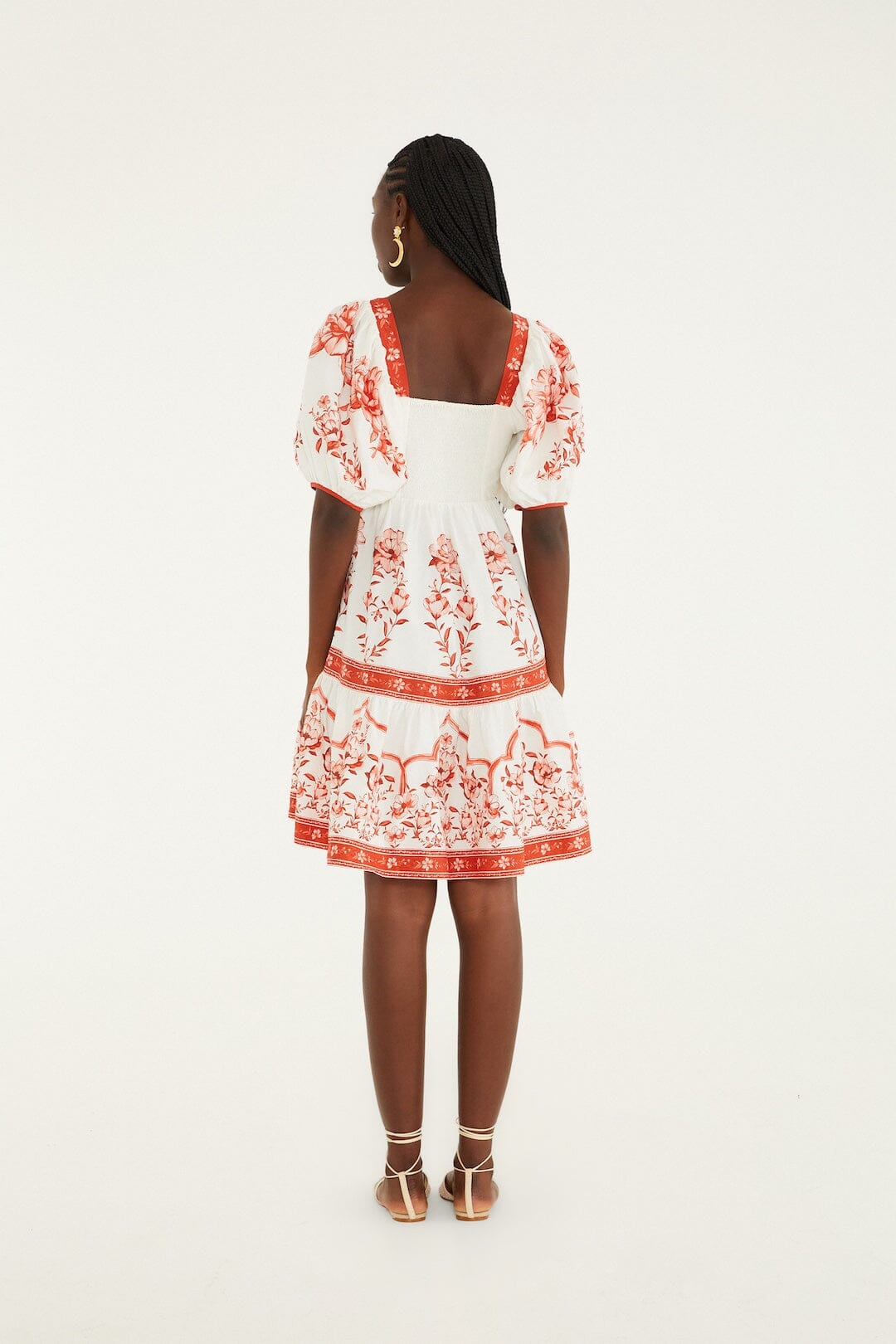 FARM Rio Shop Red Porcelain Garden Organic Cotton Mini Dress
