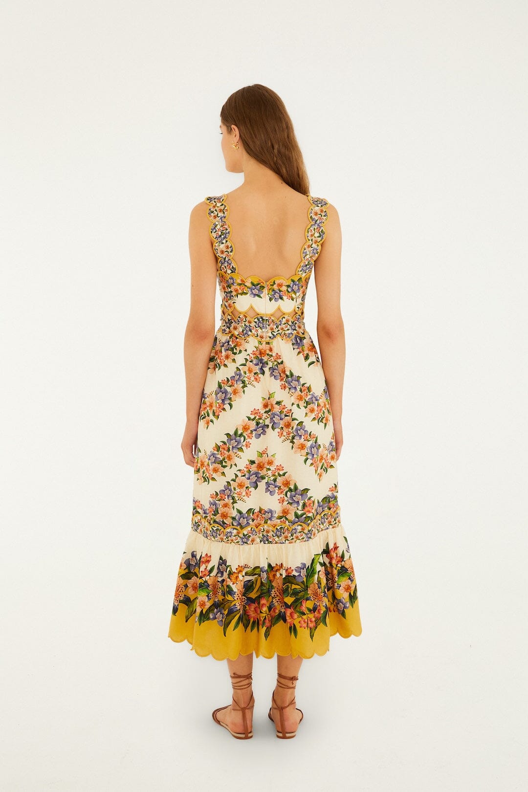 FARM Rio Shop Sand Hilo Stripes Lenzing Ecovero Euroflax Midi Dress