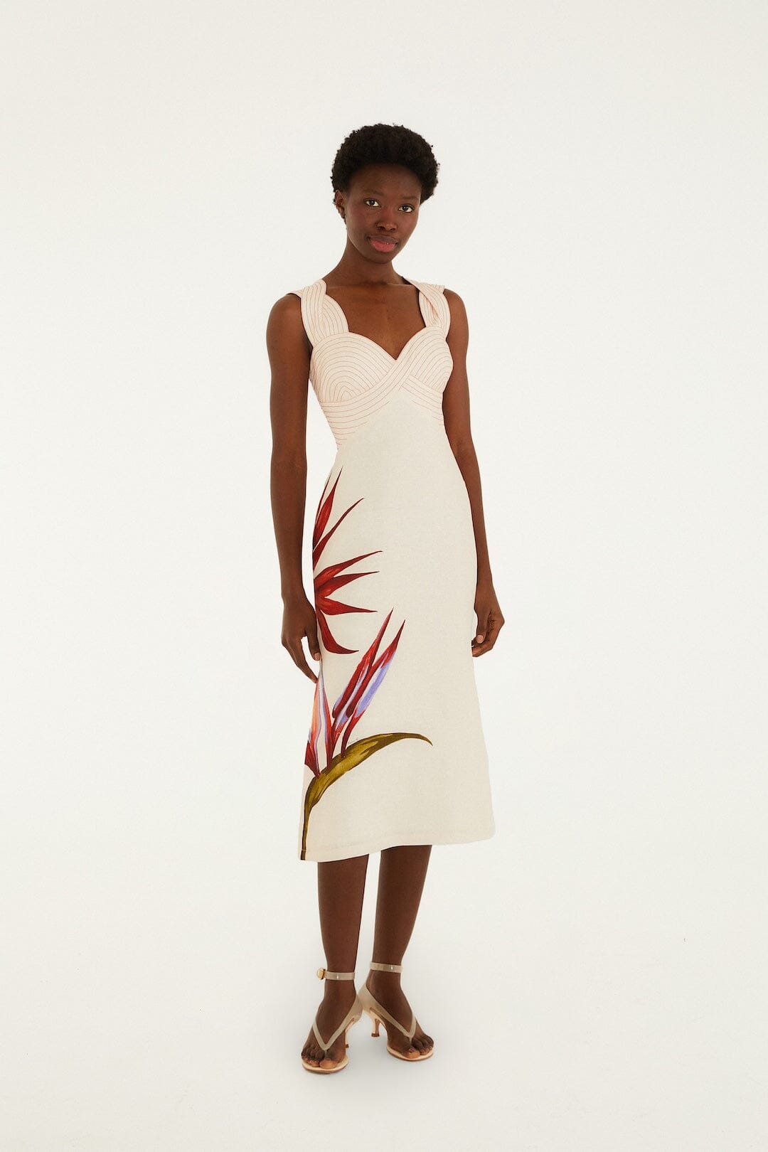FARM Rio Shop Sand Strelitzia Euroflax Premium Linen Midi Dress