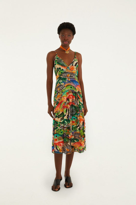 FARM Rio Shop Multicolor Fish Sea Sleeveless Midi Dress