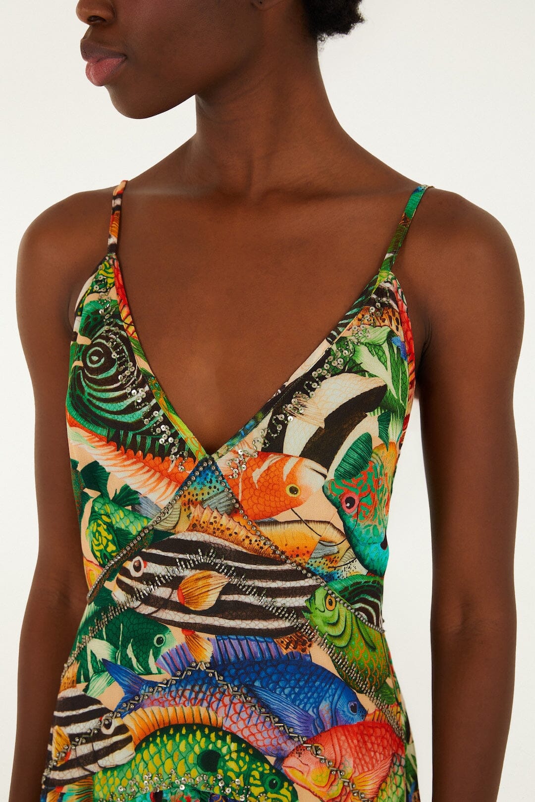 FARM Rio Shop Multicolor Fish Sea Sleeveless Midi Dress