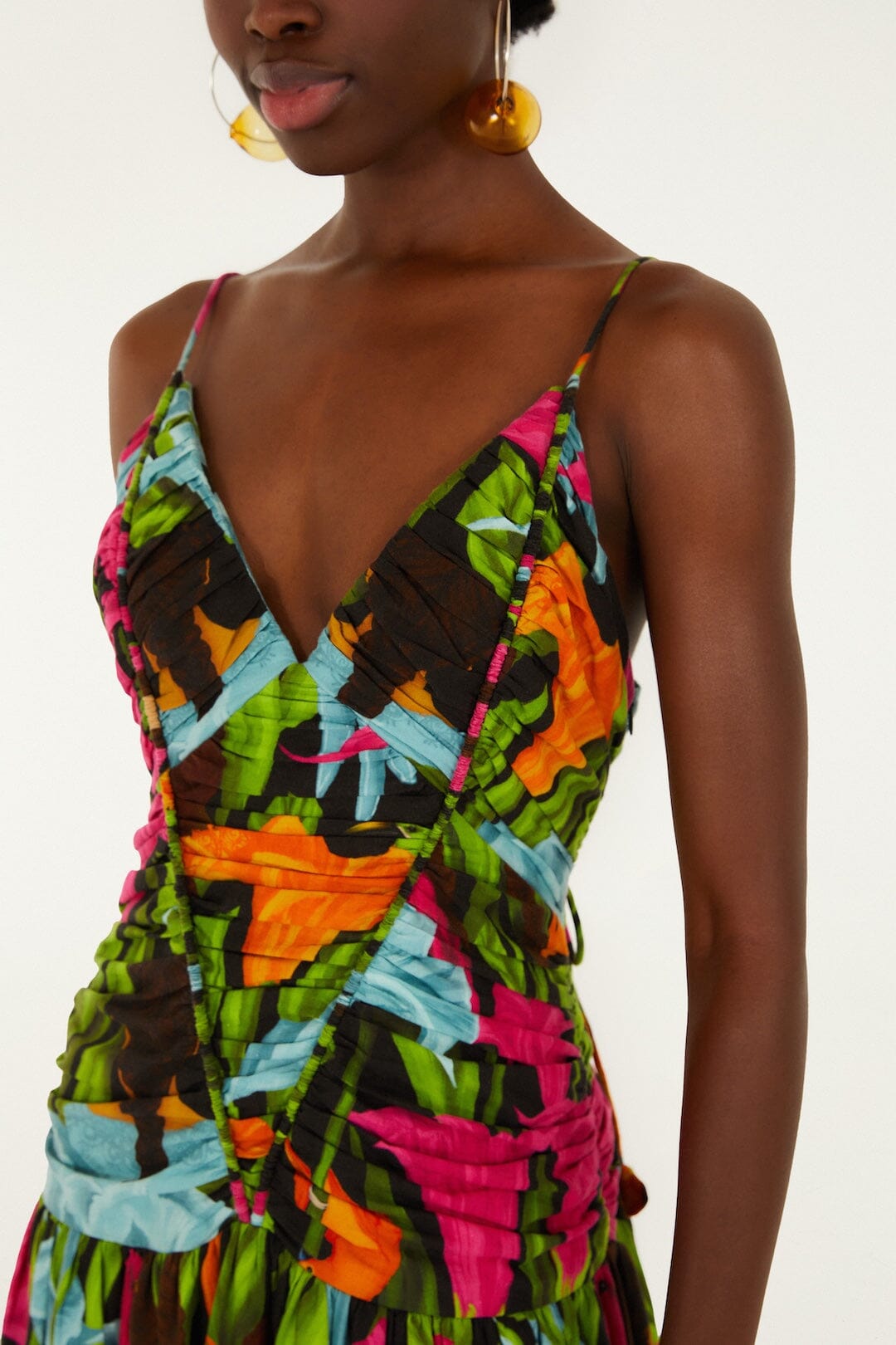 FARM Rio Shop Black Mujeres Y Flores Lenzing Ecovero Euroflax Midi Dress