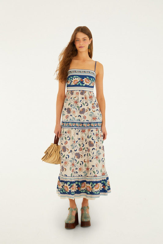 FARM Rio Shop Soft Pink Floral Delhi Tapestry Midi Dress