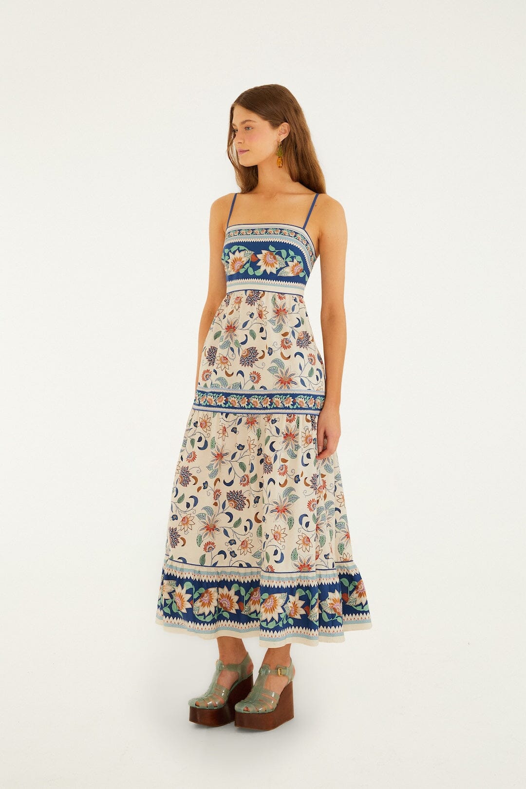 FARM Rio Shop Soft Pink Floral Delhi Tapestry Midi Dress