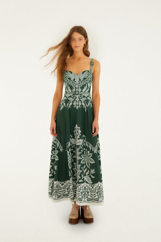 FARM Rio Shop Dark Green Miranda Buckles Maxi Dress
