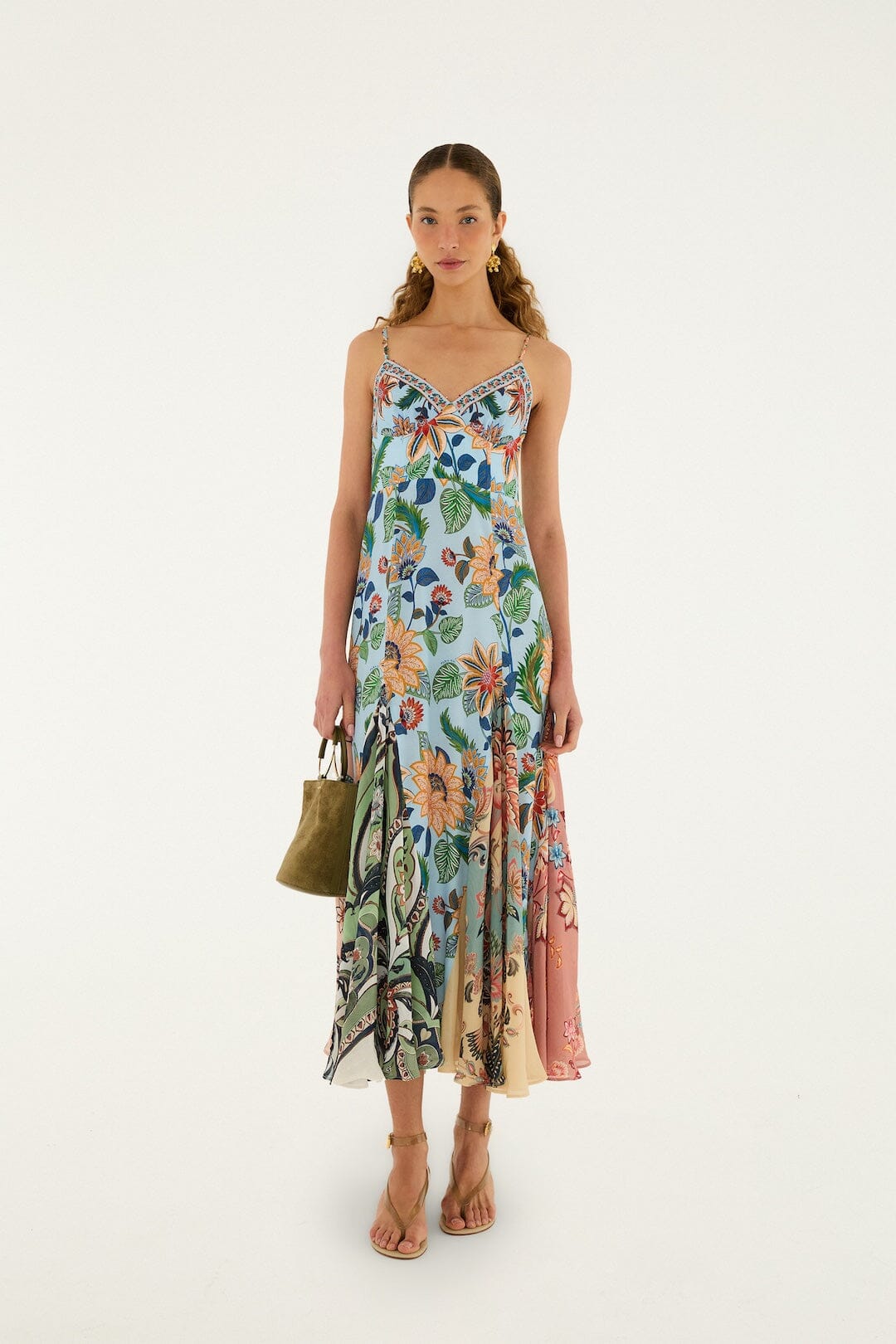 FARM Rio Shop Light Blue Floral Delhi Sleeveless Maxi Dress