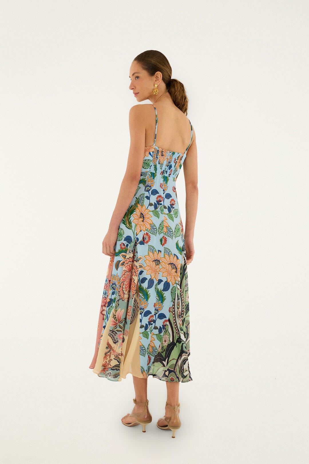 FARM Rio Shop Light Blue Floral Delhi Sleeveless Maxi Dress