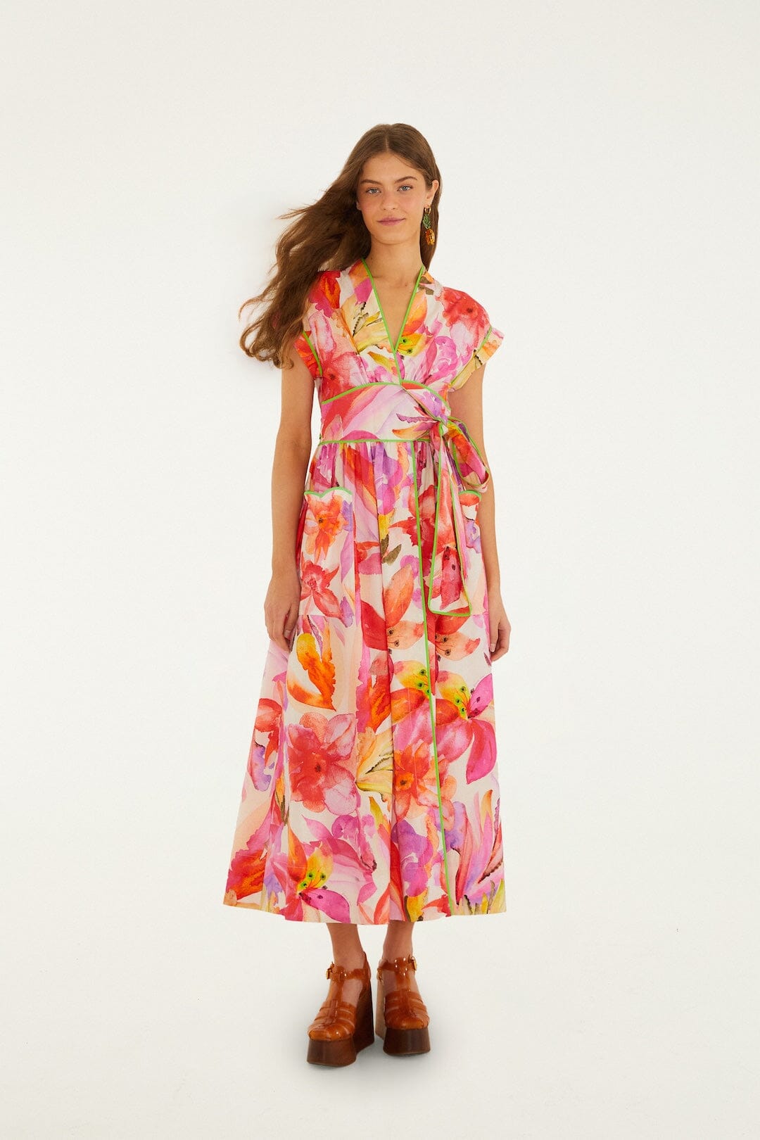 FARM Rio Shop Multicolor Artsy Flora Belted Maxi Dress