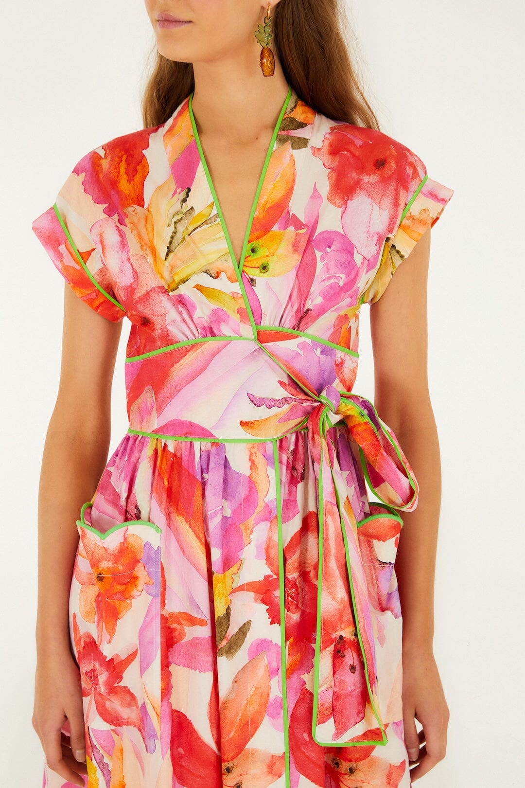 FARM Rio Shop Multicolor Artsy Flora Belted Maxi Dress