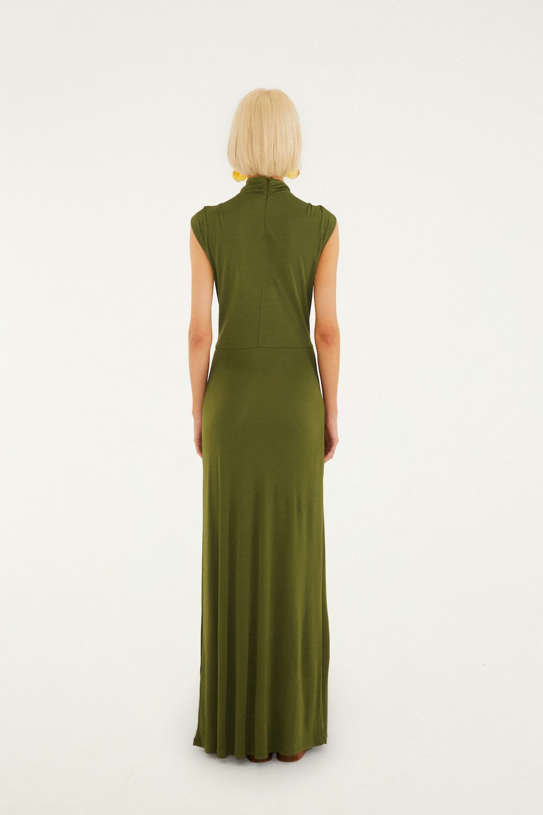 FARM Rio Shop Dark Green High Neck Cut-Out Maxi Dress