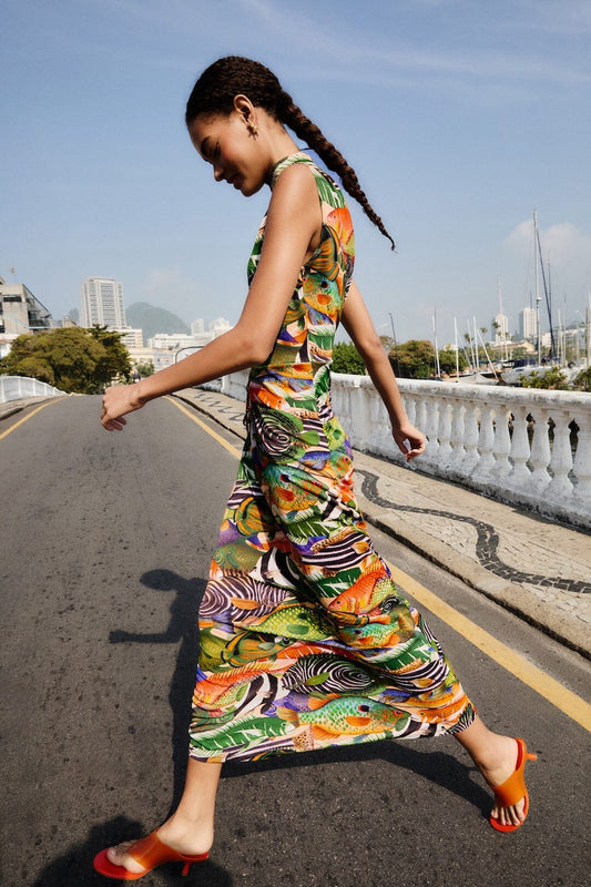 FARM Rio Shop Multicolor Fish Sea Sleeveless Maxi Dress