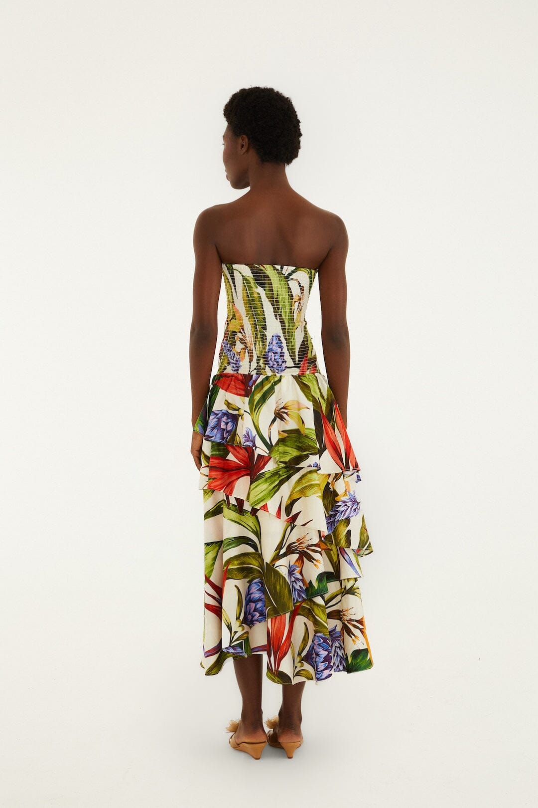 FARM Rio Shop Sand Florart Strapless Maxi Dress