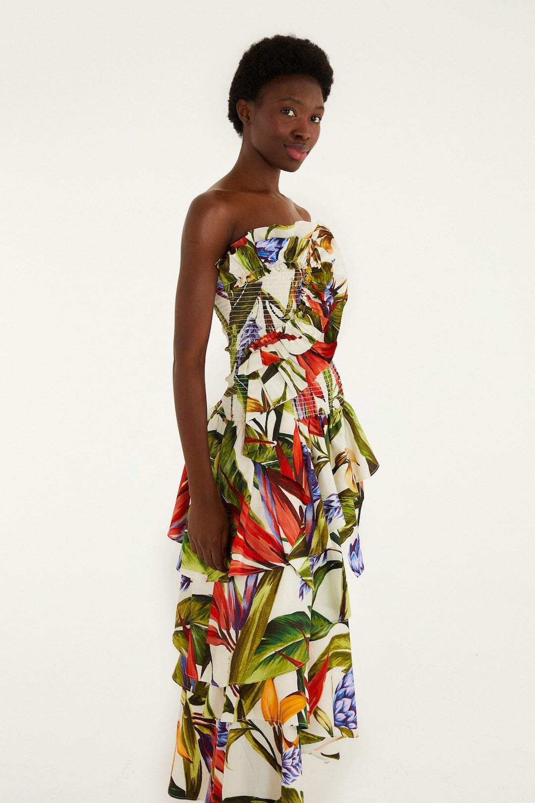 FARM Rio Shop Sand Florart Strapless Maxi Dress