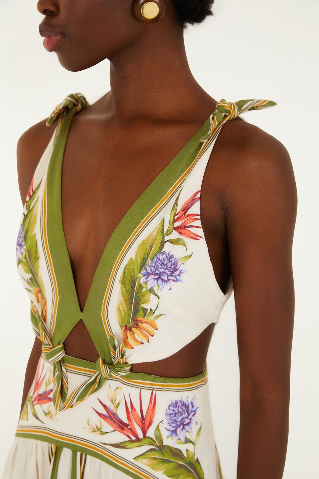 FARM Rio Shop Sand Tropical Scarf Lenzing Ecovero Euroflax Maxi Dress
