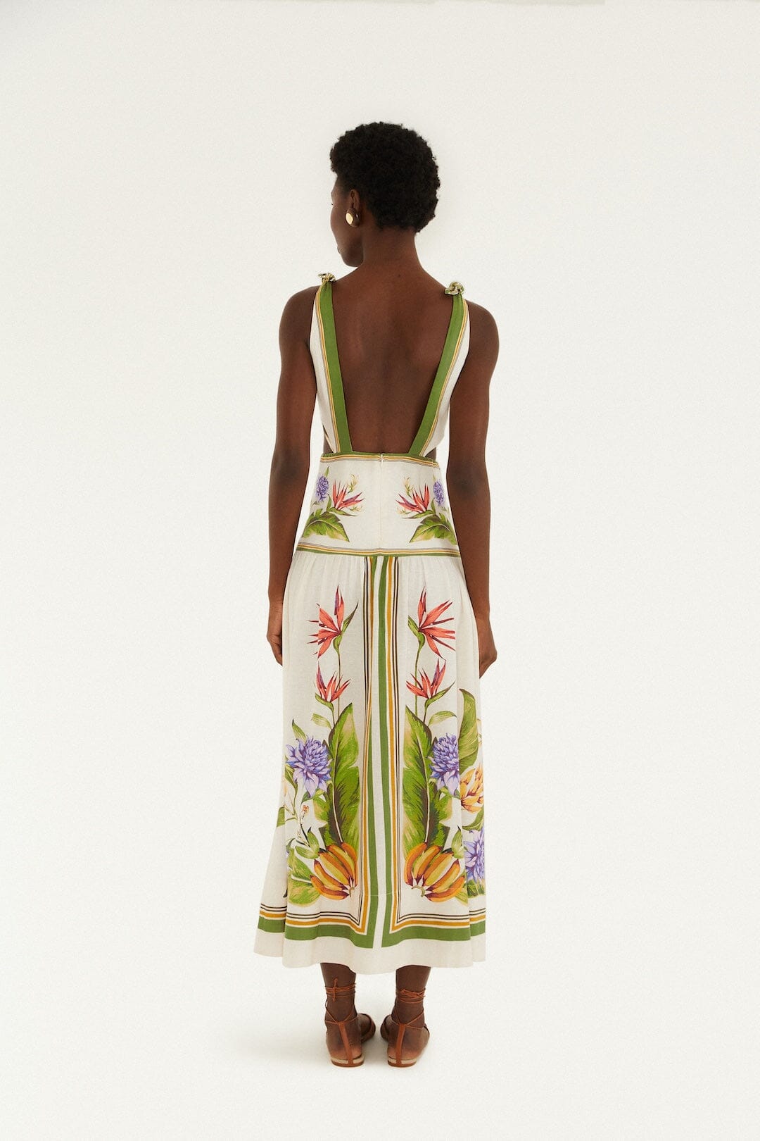 FARM Rio Shop Sand Tropical Scarf Lenzing Ecovero Euroflax Maxi Dress