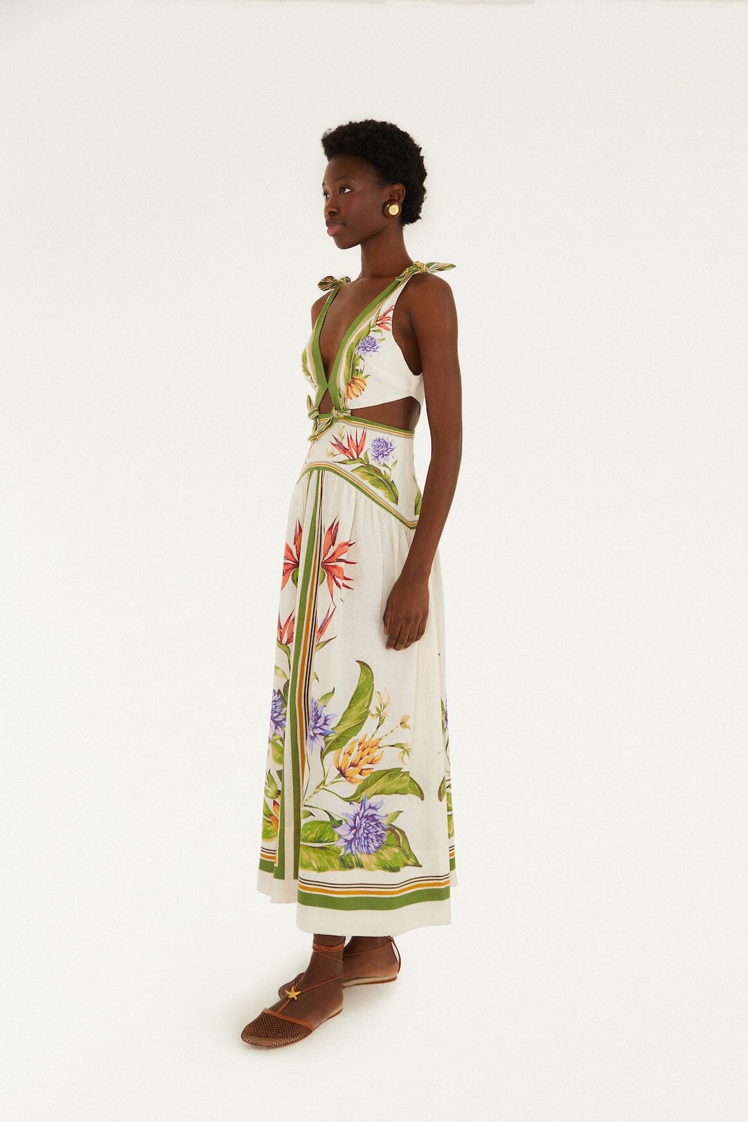 FARM Rio Shop Sand Tropical Scarf Lenzing Ecovero Euroflax Maxi Dress