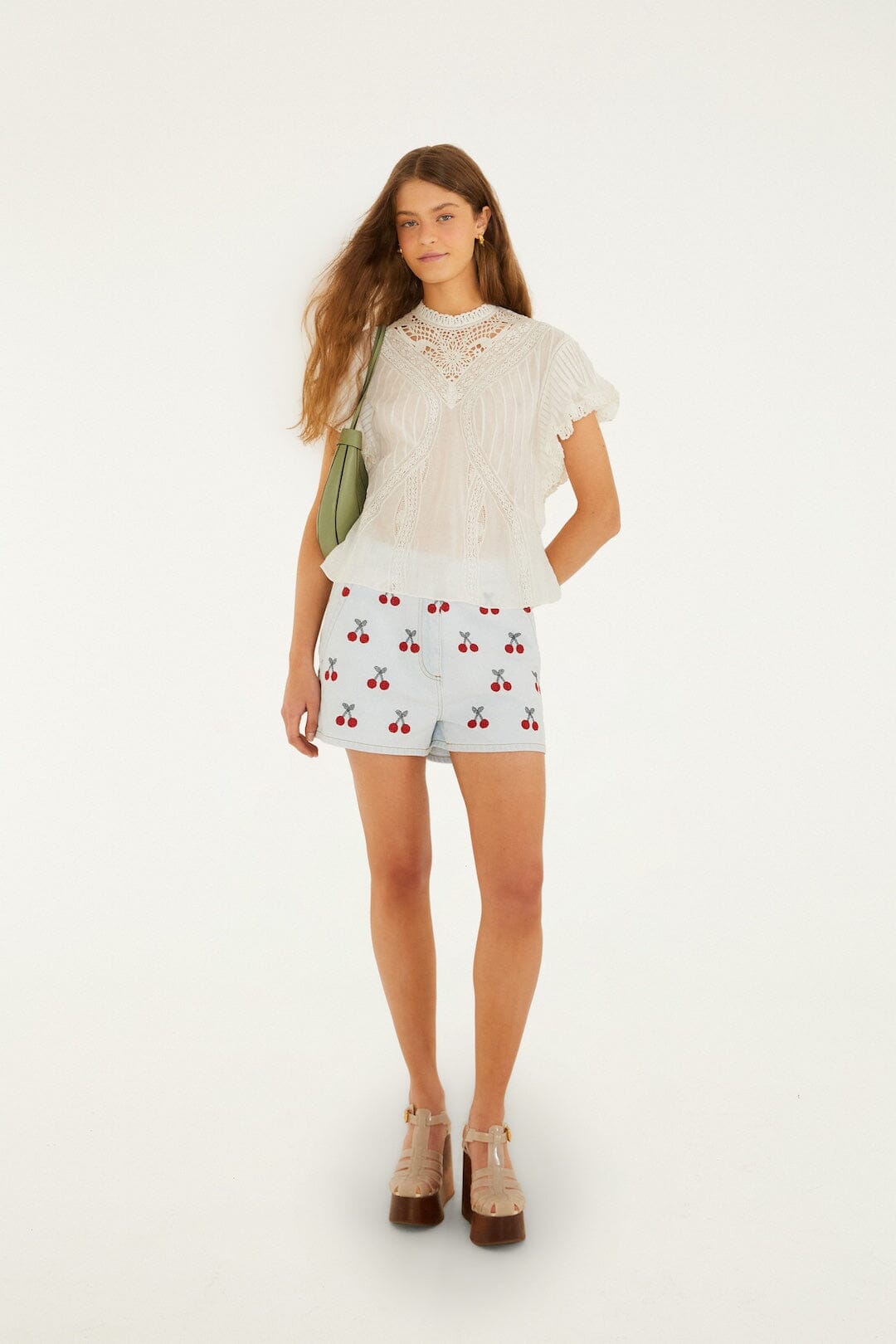 FARM Rio Shop Off-White Organic Cotton Blouse With Appliqués