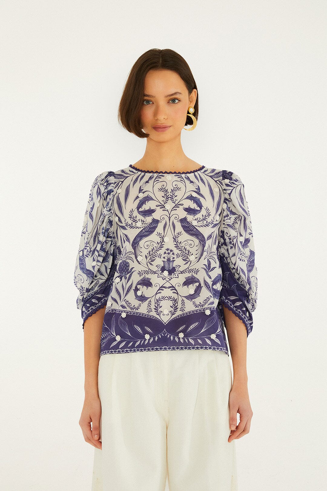 FARM Rio Shop Off-White Nina 3d Flowers Blouse