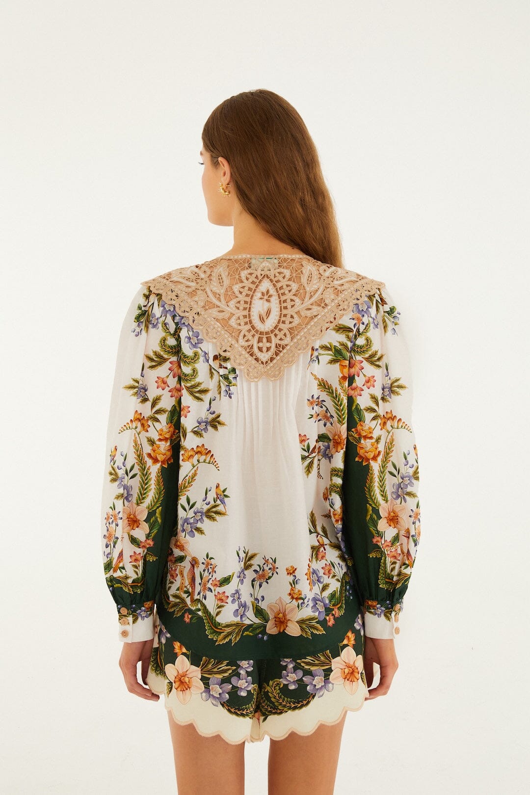 FARM Rio Shop Sand Nature Lace Long Sleeve Blouse