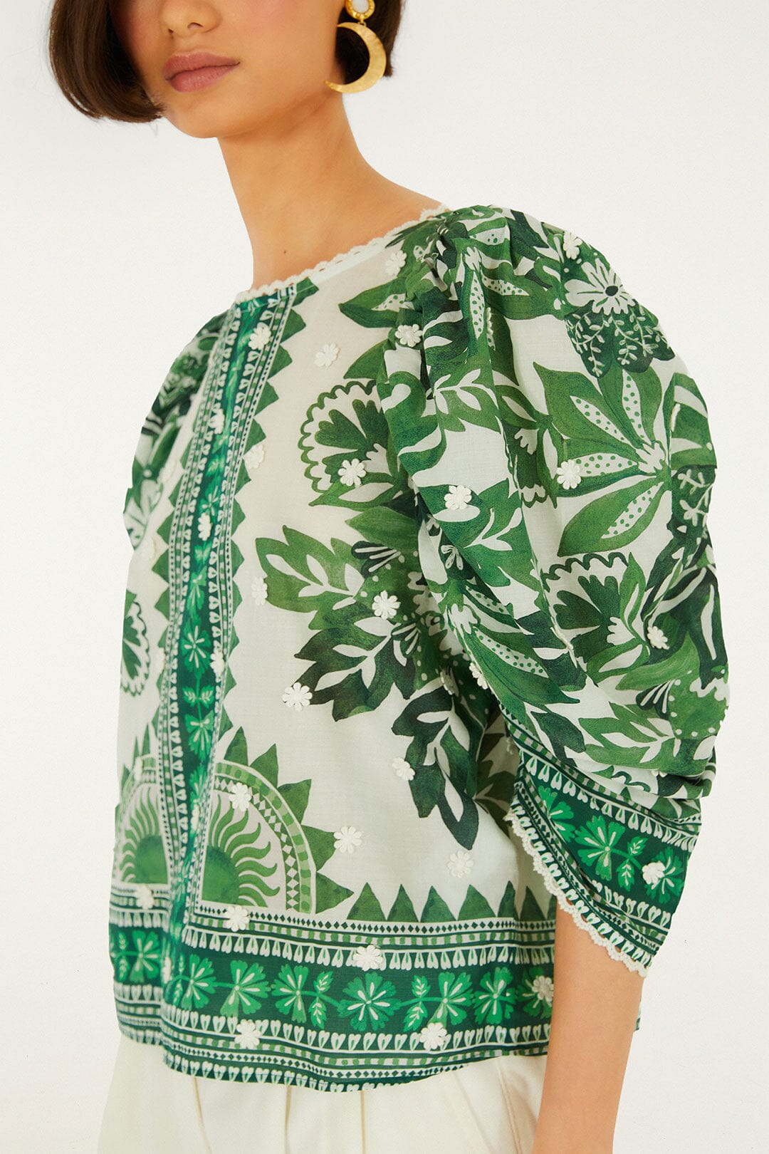 FARM Rio Shop Green Flora Tapestry Blouse