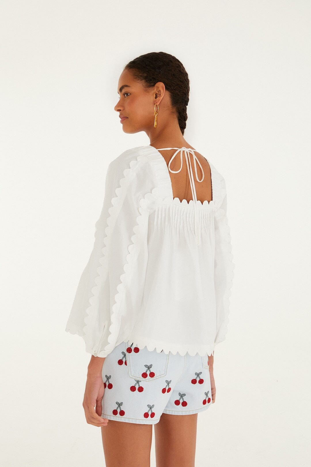 FARM Rio Shop Off-White Long Sleeve Blouse