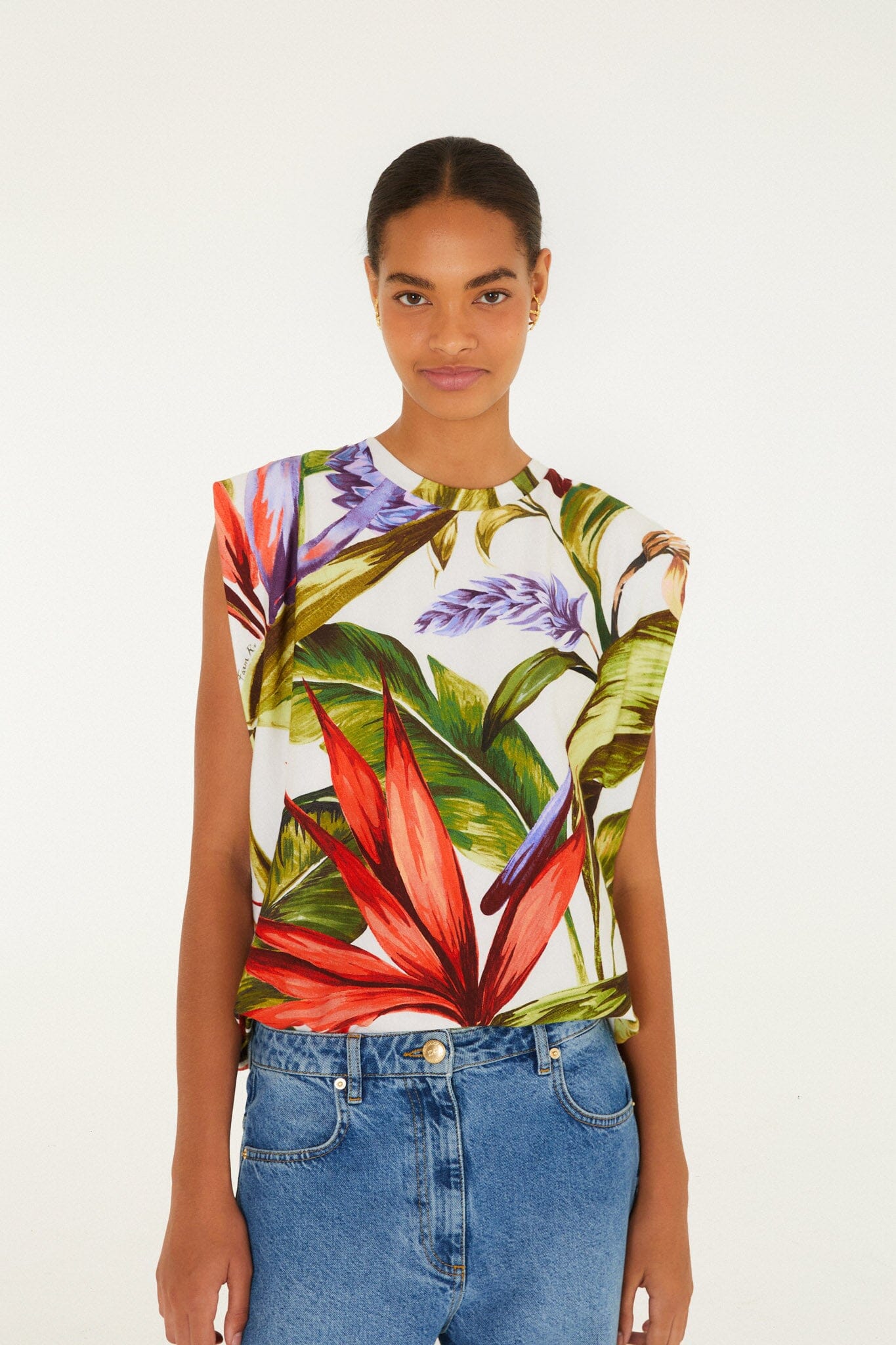 FARM Rio Shop Sand Florart Organic Cotton Tshirt Blouse