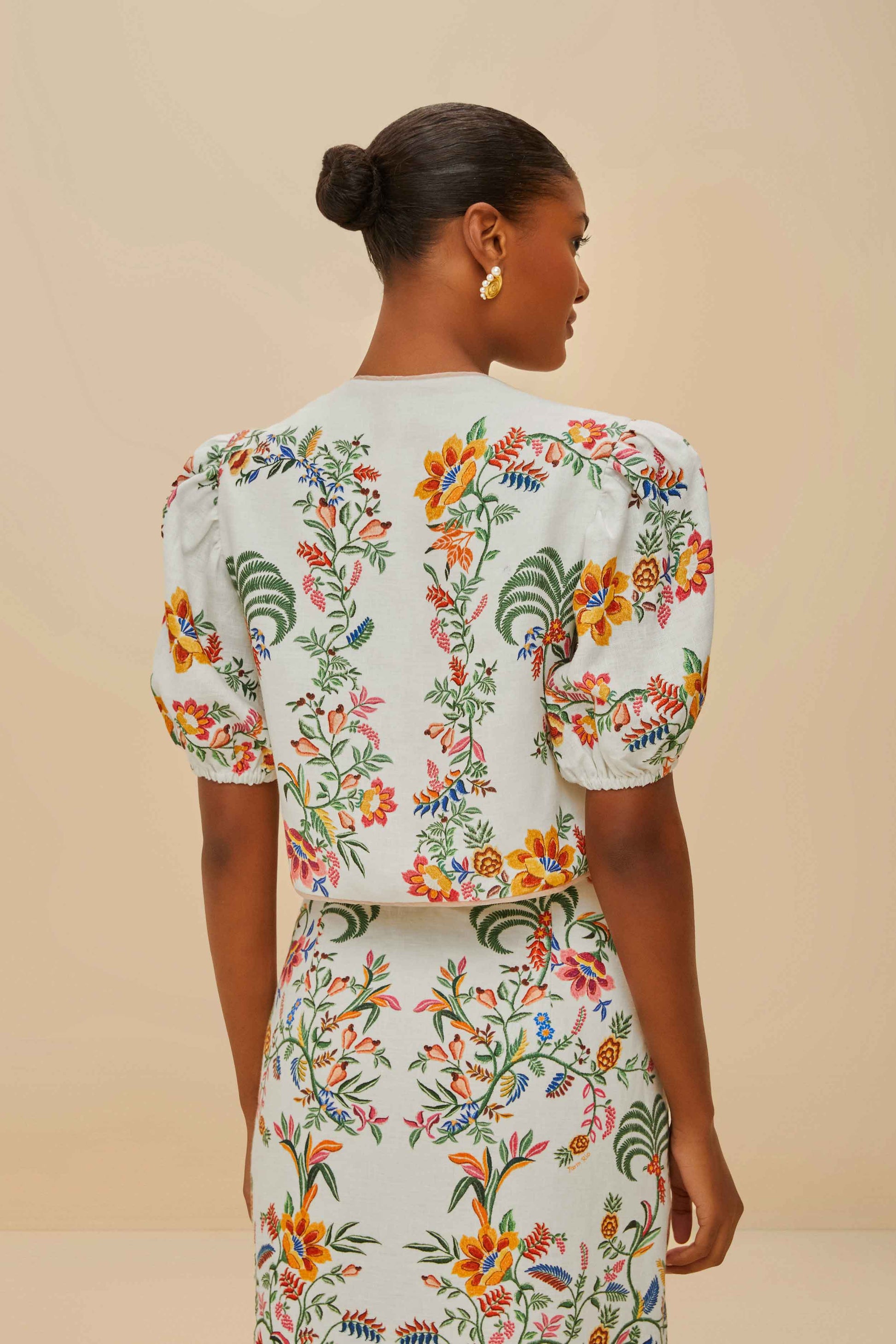 FARM Rio Shop Off-White Delicate Forest Scarves Blouse
