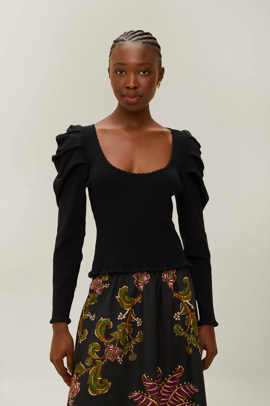FARM Rio Shop Black Knit Blouse