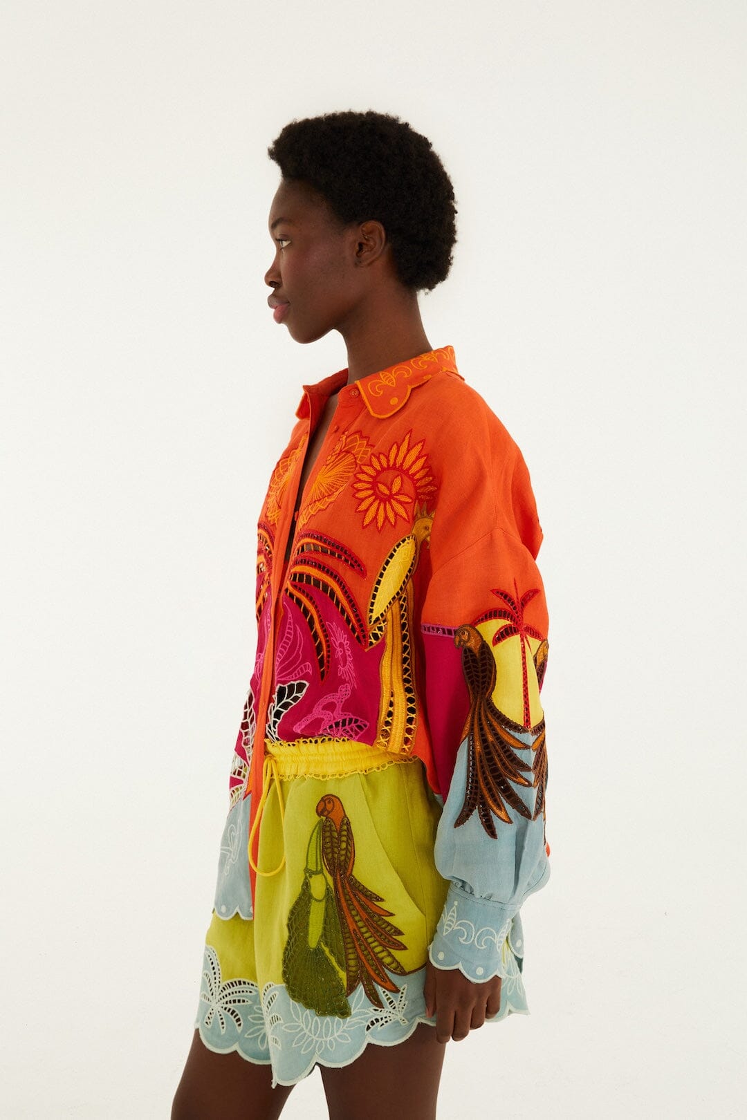 FARM Rio Shop Multicolor Usiacuri Embroidered Lenzing Ecovero Euroflax Richelieu Shorts