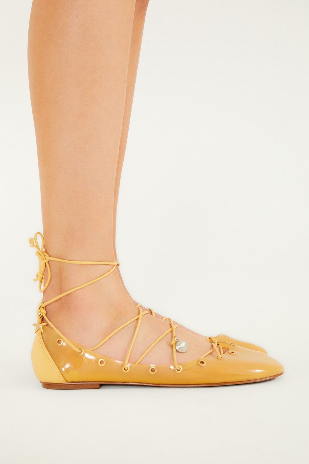 FARM Rio Shop Yellow Sea Lace Up Jelly Ballerina