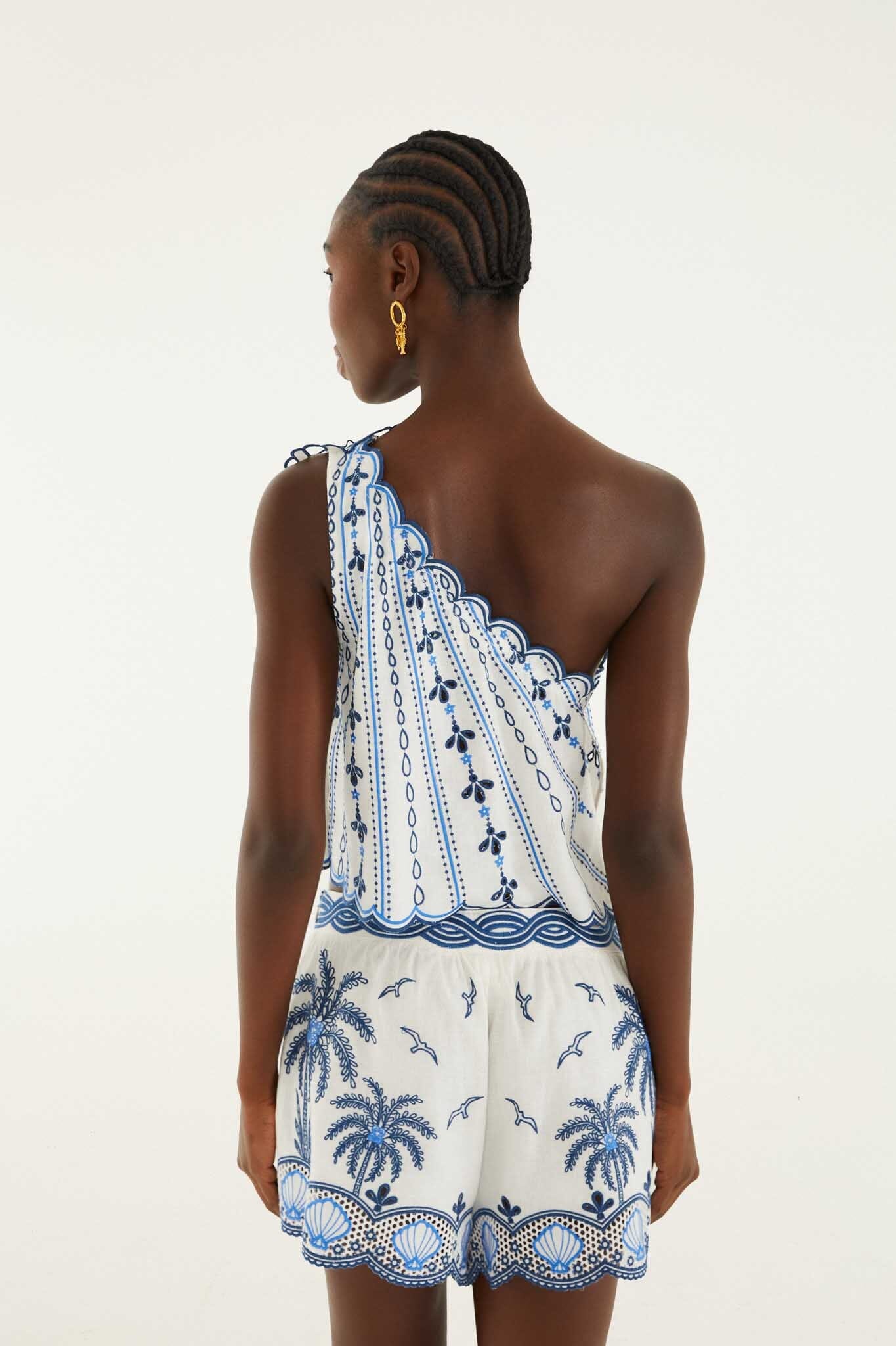 FARM Rio Shop One Shoulder 3d Blouse With Embroidery