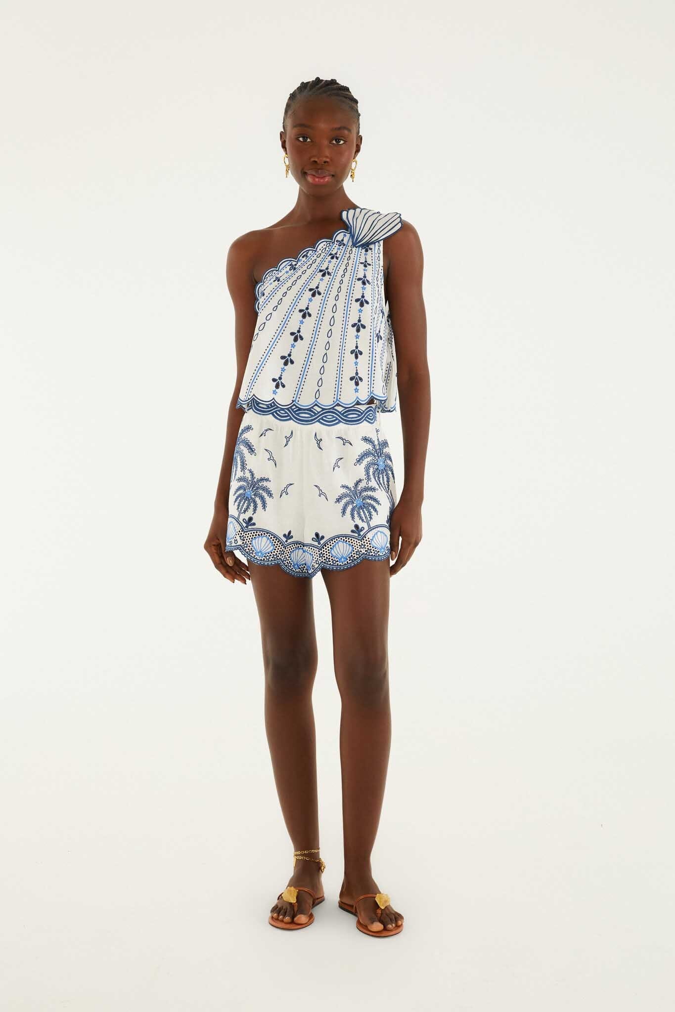 FARM Rio Shop One Shoulder 3d Blouse With Embroidery