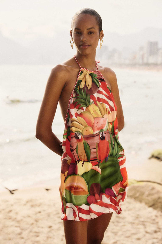 FARM Rio Shop Multicolor Tropical Rope Ties Mini Dress