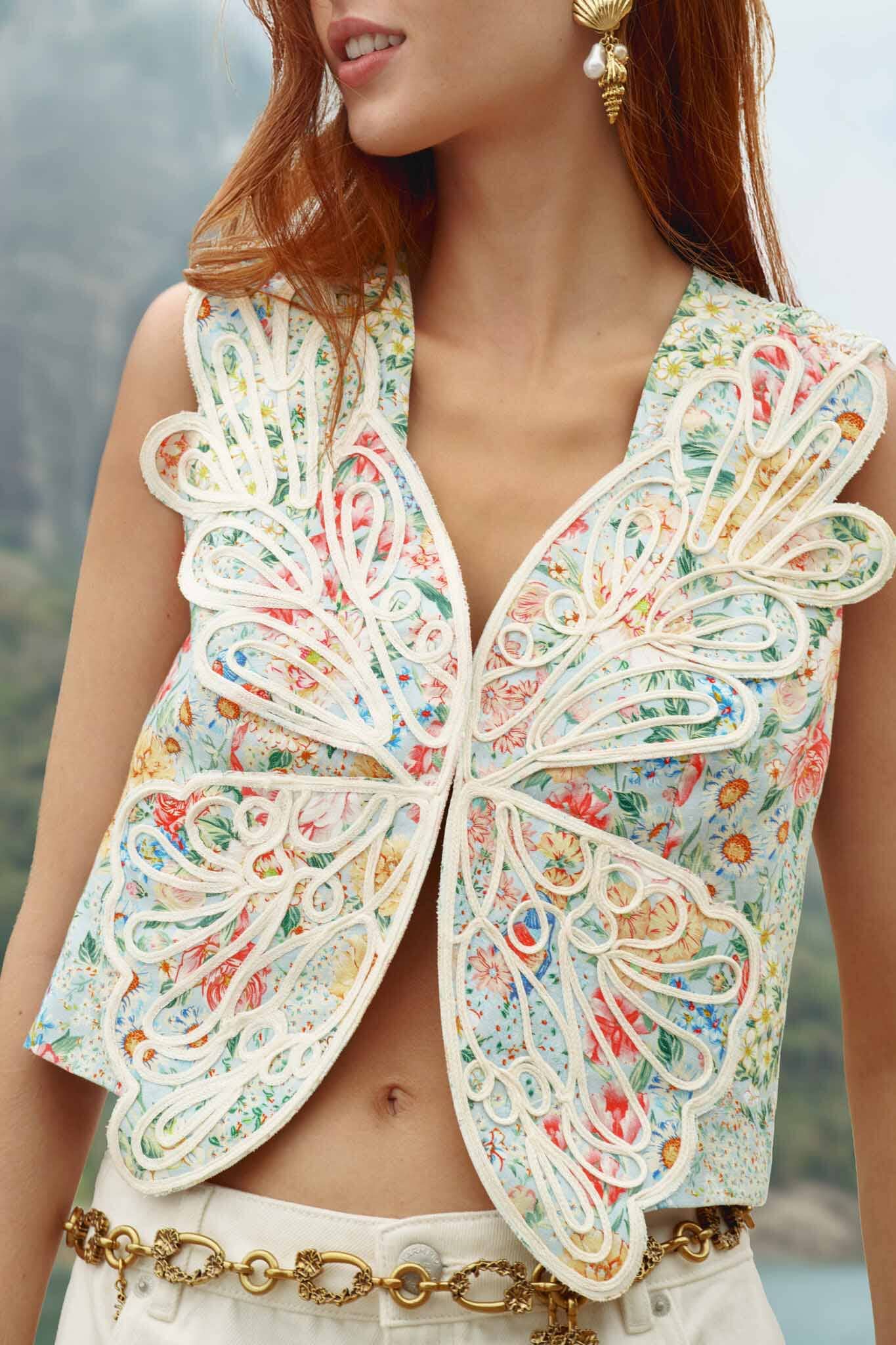 FARM Rio Shop Multicolor Rendeira 3d Euroflax Premium Linen Vest