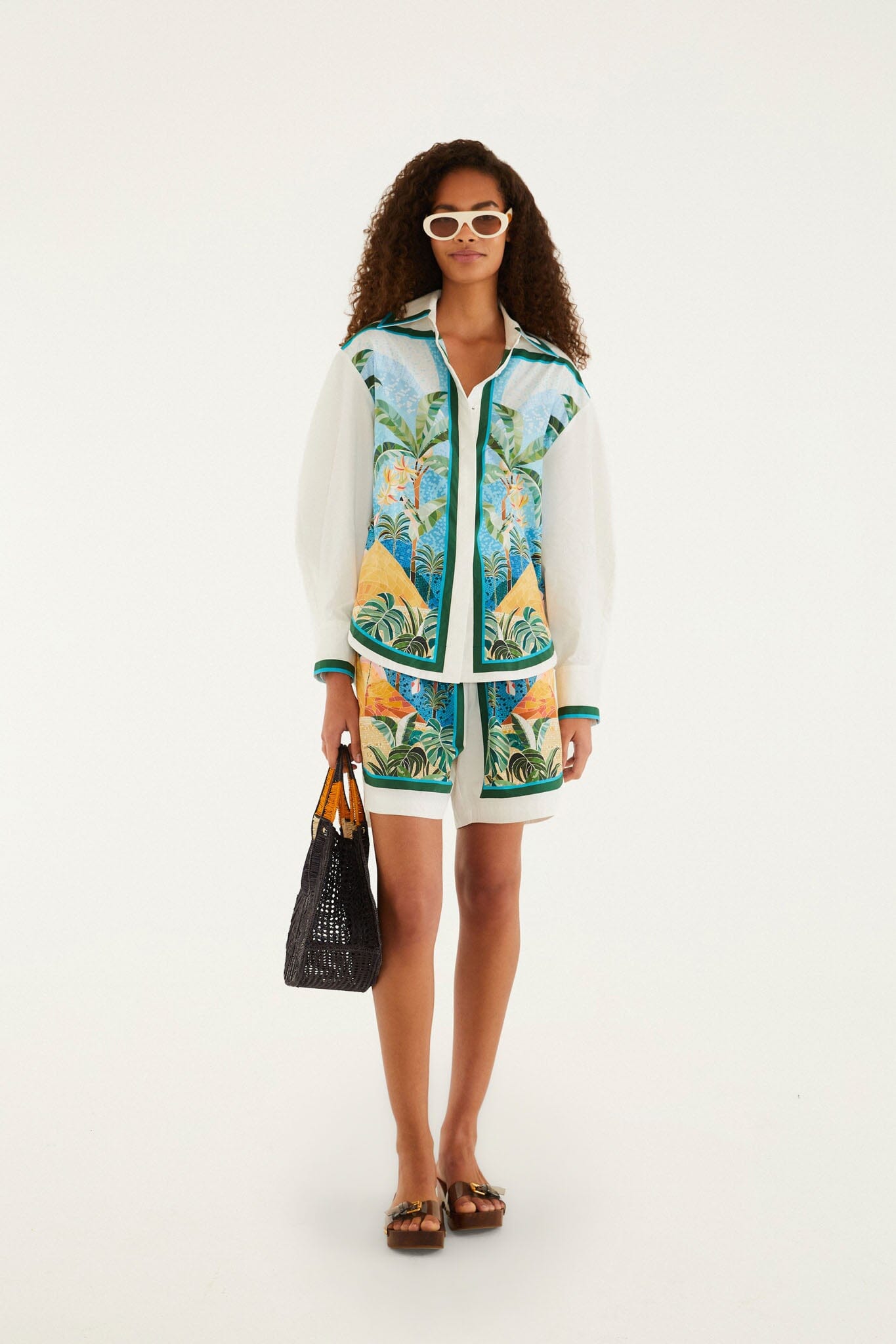FARM Rio Shop Multicolor Rio Mosaic Collared Buttoned Shirt