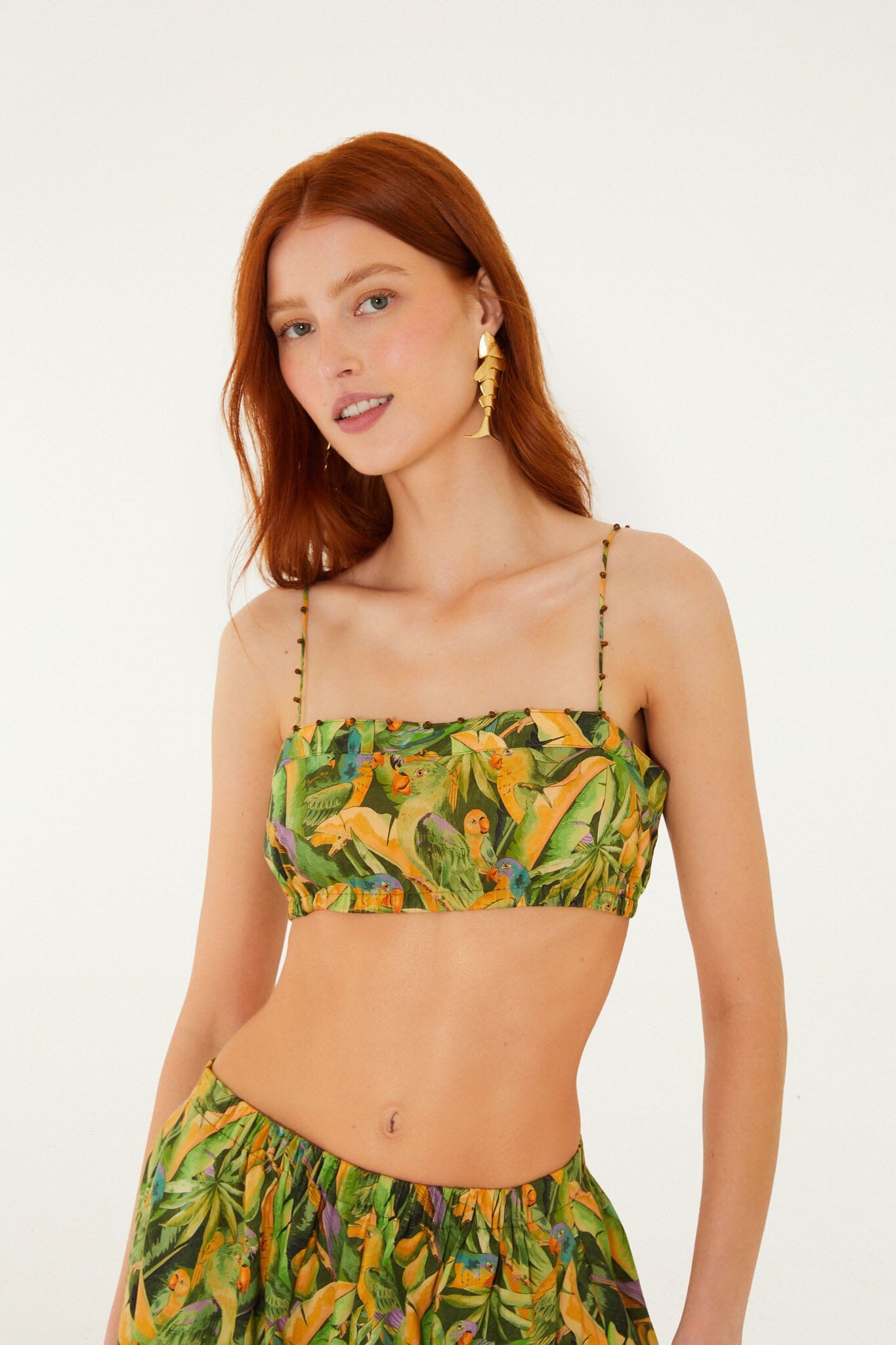 FARM Rio Shop Forest Green Parrots Balloon Top