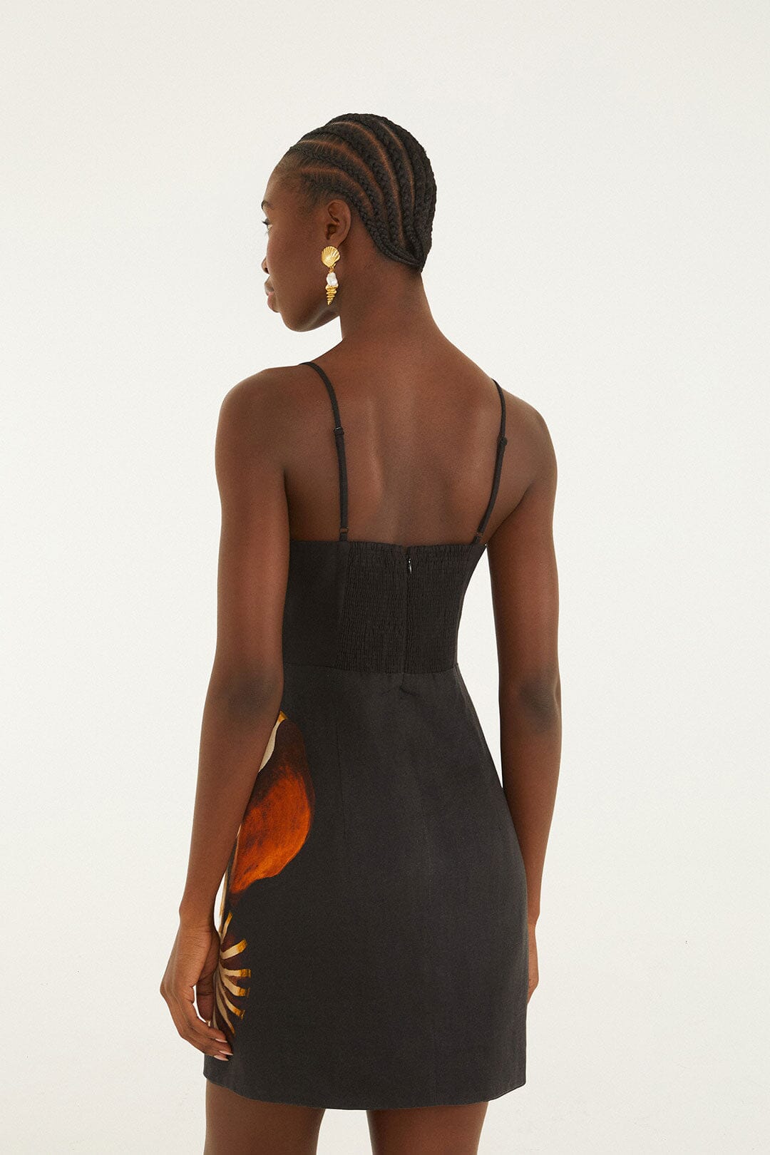 FARM Rio Shop Black Ammonite Shell Bodice Cut-Out Mini Dress