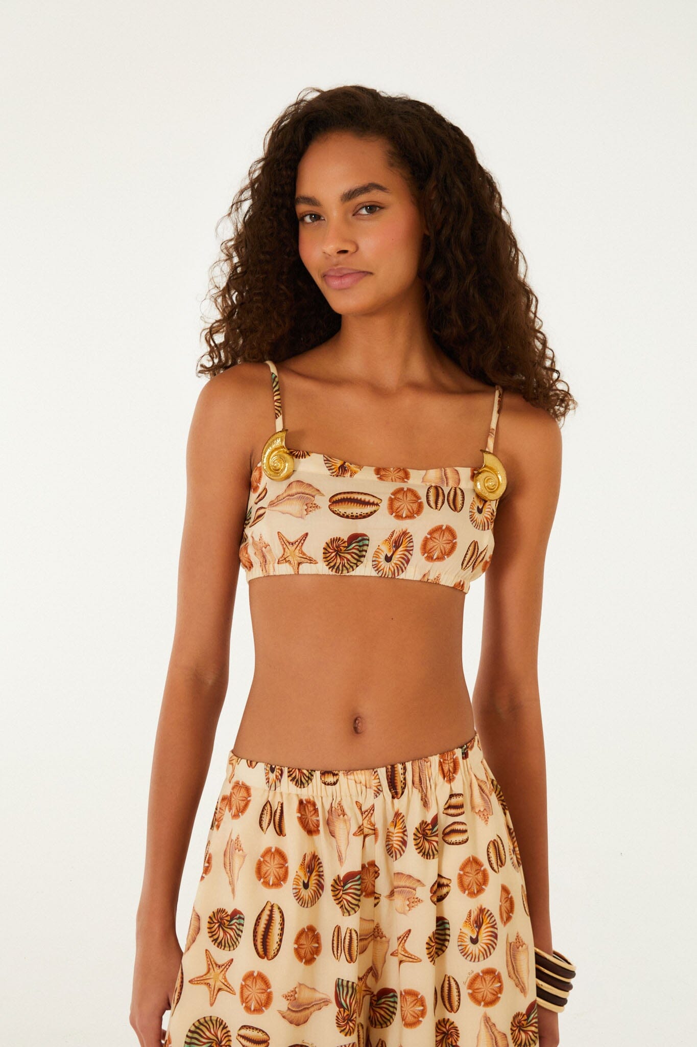 FARM Rio Shop Sand Marine Shells Broch Top