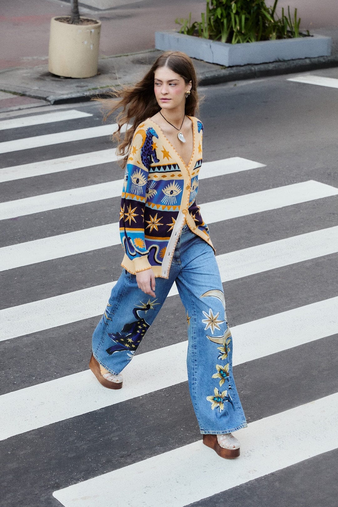 FARM Rio Shop Denim Mystical Wide-Leg Pants