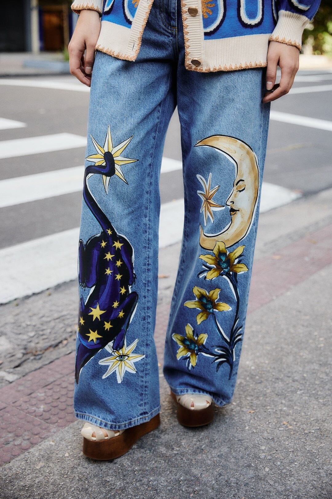 FARM Rio Shop Denim Mystical Wide-Leg Pants