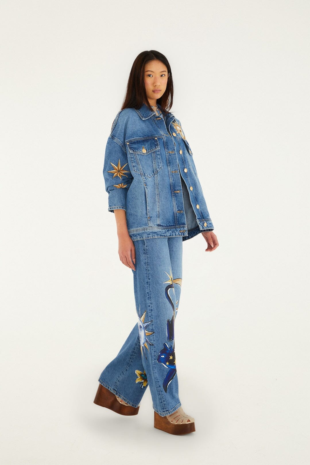 FARM Rio Shop Denim Mystical Wide-Leg Pants