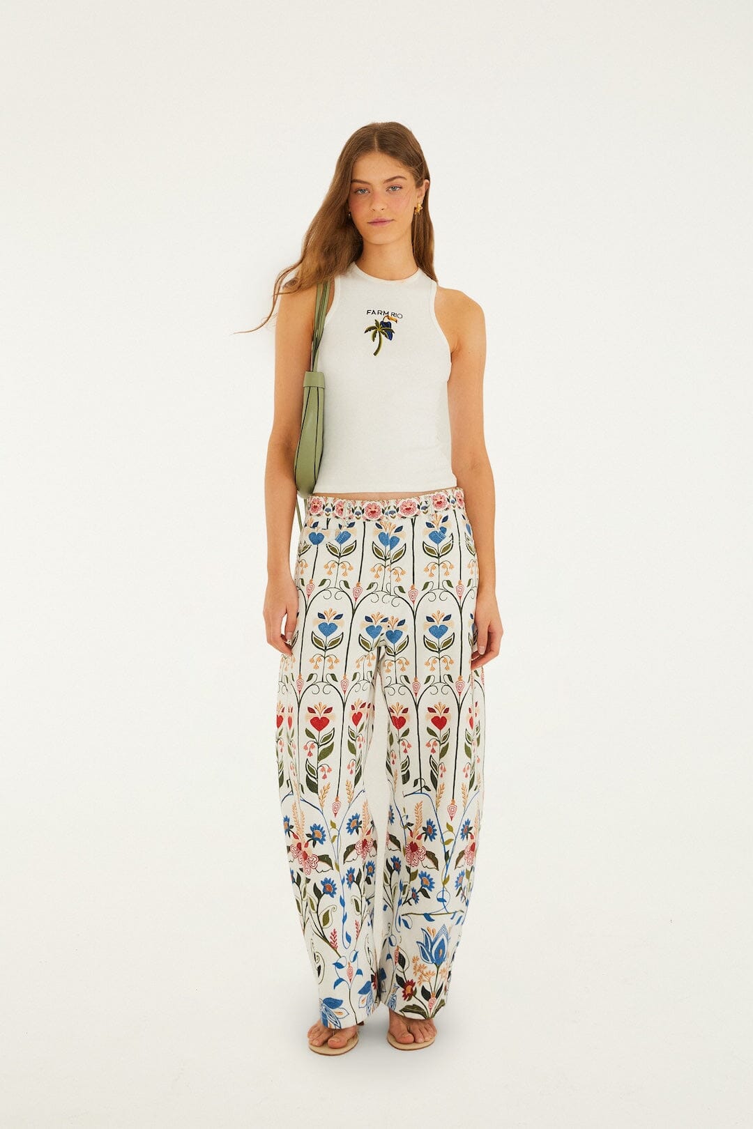 FARM Rio Shop Off-White Tucanissimo Embroidered Organic Cotton Tank Top